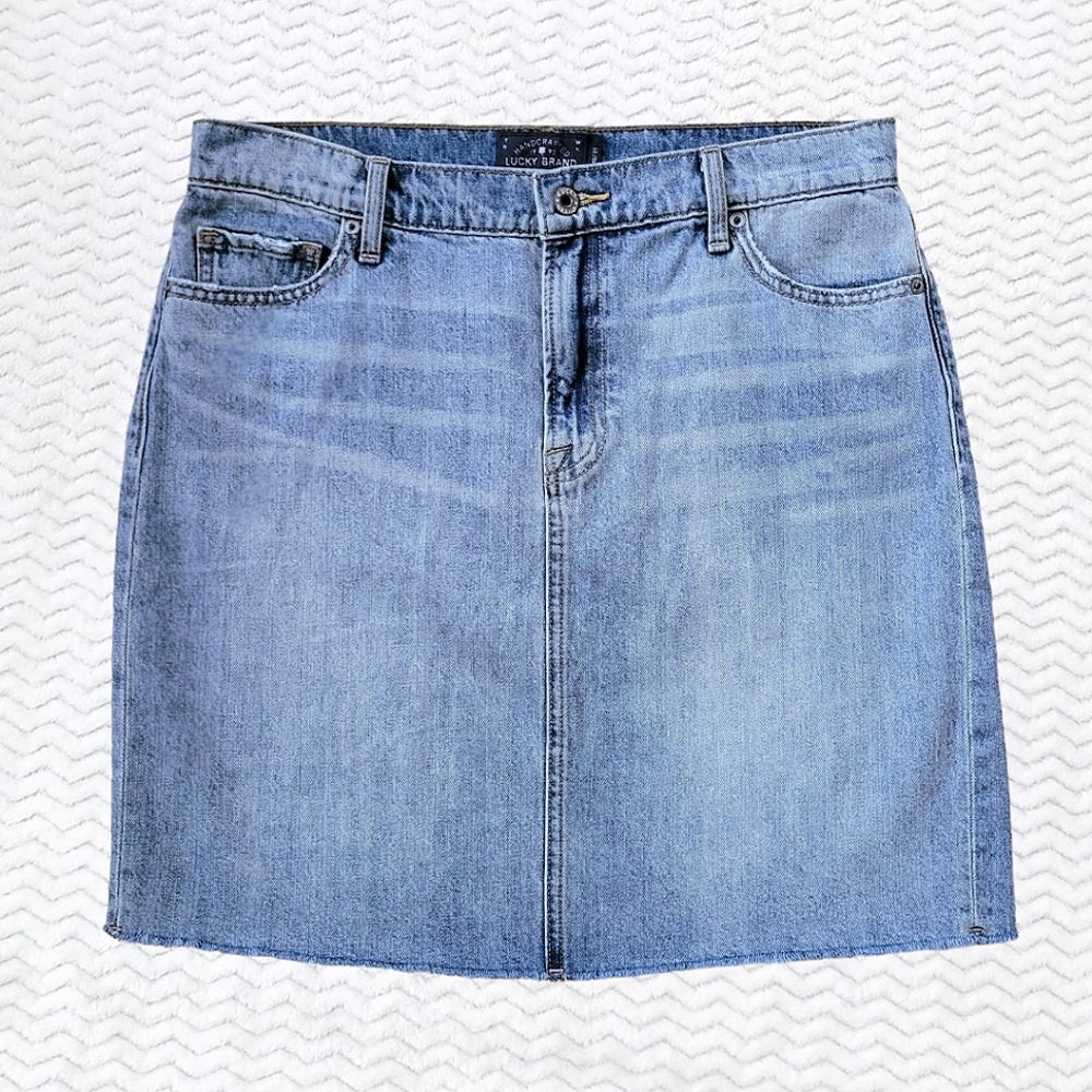 Lucky Brand High Rise Distressed Denim Pencil Skirt - 12/31